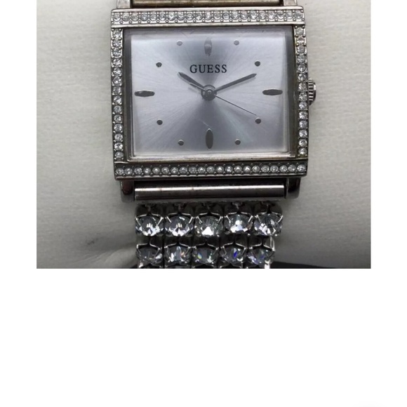 Guess Watch Women Silver Tone Dial Pave Bling Band 26mm - Picture 3 of 5